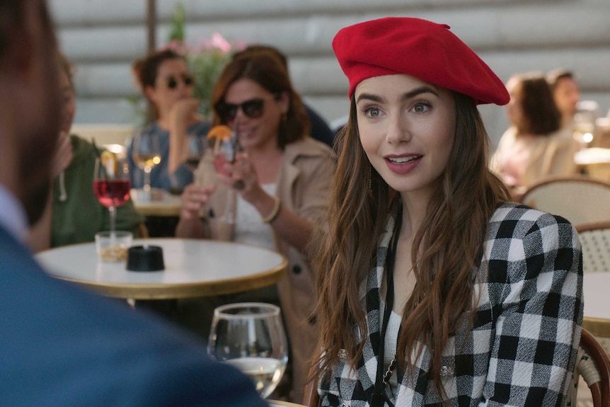 Lily Collins in a scene from the series Emily in Paris