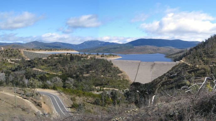 Artist's impression: the new Cotter Dam wall was expected to reach its full height of 80 metres by March.