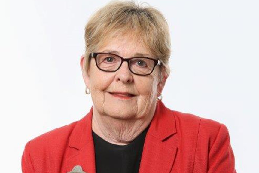 Chair of new Mildura Base Hospital board Mary Rydberg wearing a red jacket in a portrait photo.