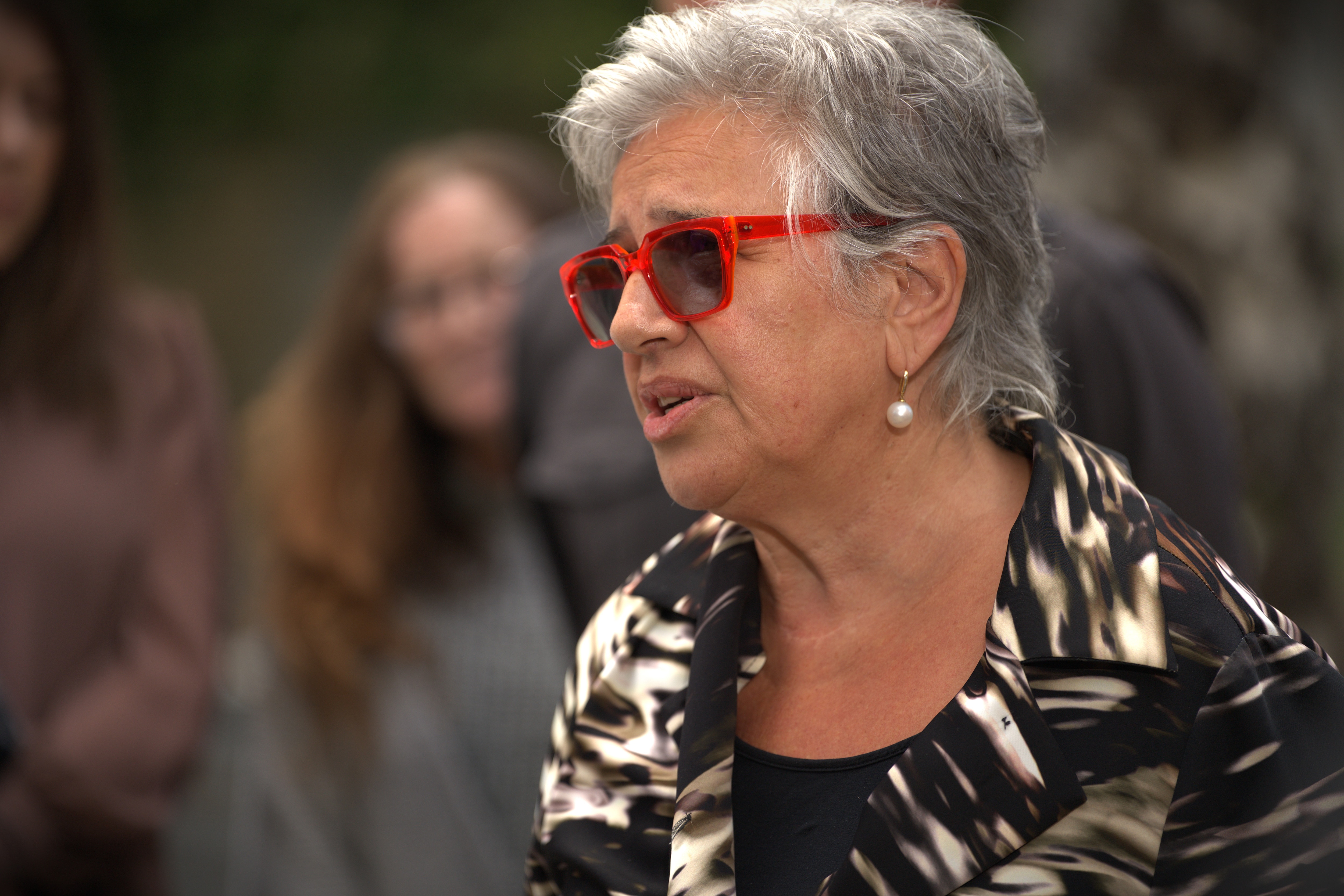 Angela Sdrinis speaks outside Hobart's Supreme Court 2024-11-25
