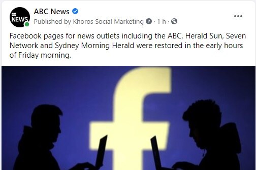 A screenshot of ABC's news content on Facebook.