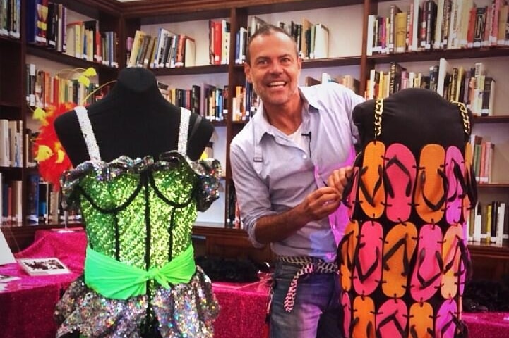 Priscilla costume designer Tim Chappel with some of his creations in Canberra. Taken February 28, 2014.