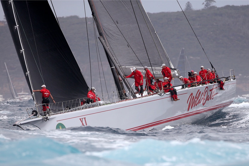 Wild Oats XI at the start of the race on Boxing Day