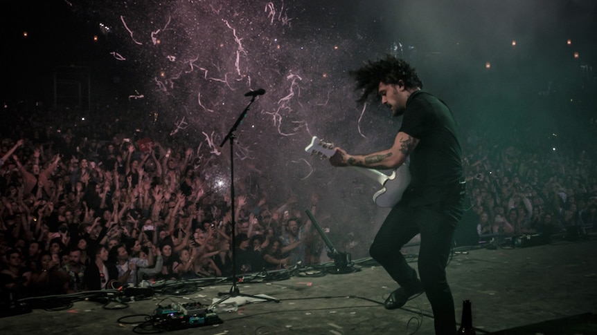 Dave Le'aupepe of Gang of Youths performing live at the Amphitheatre at Splendour in The Grass 2018