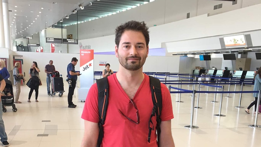 Ben Sellers is stranded at Perth International Airport.