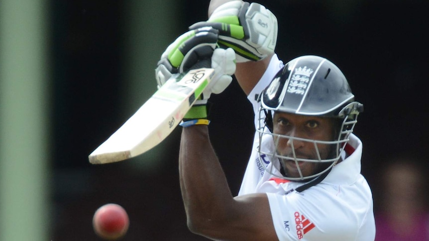 England's Michael Carberry in action in the second innings against the Invitational XI at the SCG.