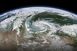 Smoke from Siberian forest fires is seen on a satellite image.