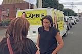 Jacqui Lambie talks to a voter