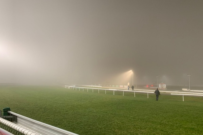 Fog over Launceston Racecourse, 7th July 2019