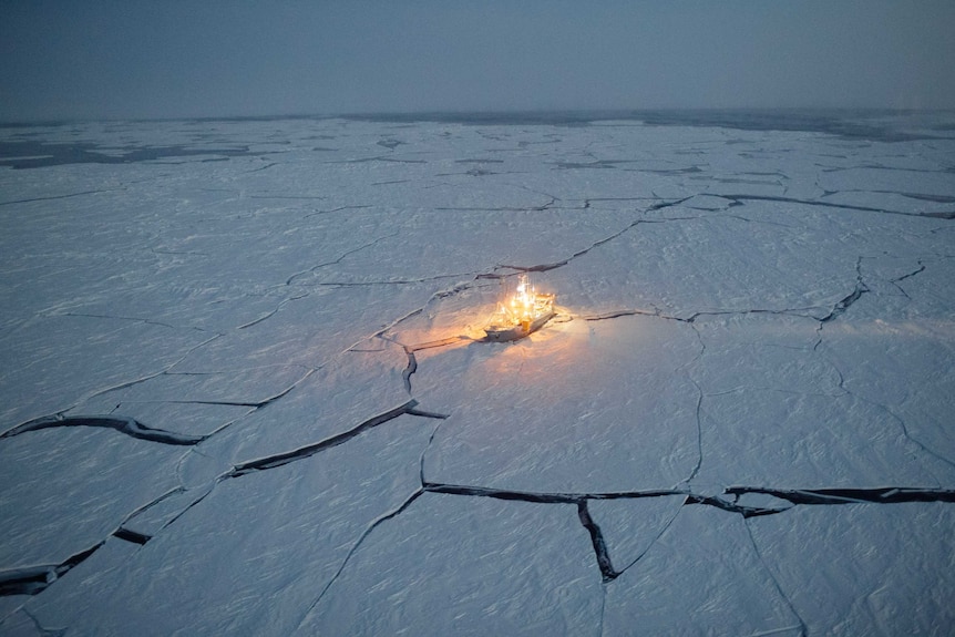 Arctic research vessel R.V Lance in sea ice