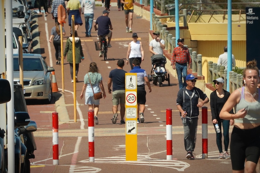 Walkers and joggers on a cycle path