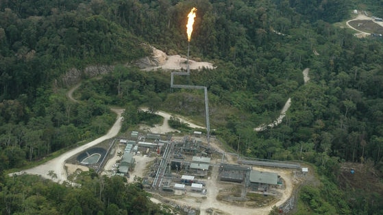 An oil rig in the mountains of Papua New Guinea's Southern Highlands province