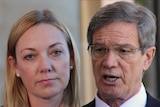 A composite photo of headshots of Mia Davies and Mike Nahan.