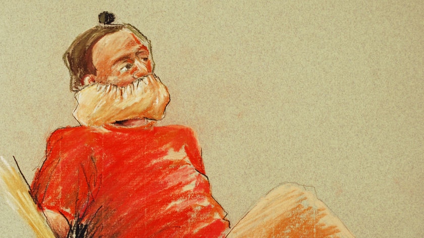 An artist's impression of the man accused of firebombing a Darwin insurance office.