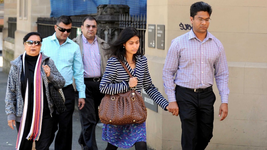Relatives of Tosha Thakkar leave the Supreme Court after Daniel Stani-Reginald was sentenced.