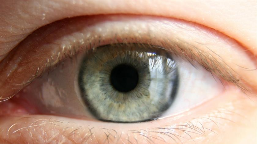 Close up of eye with blue iris