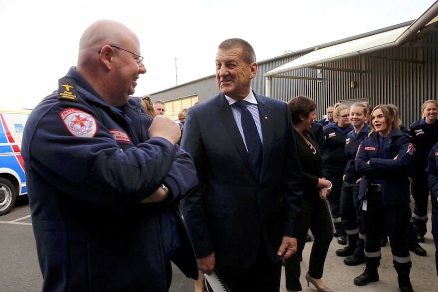 Ambulance Victoria's Tony Walker and Beyond Blue chairman Jeff Kennett