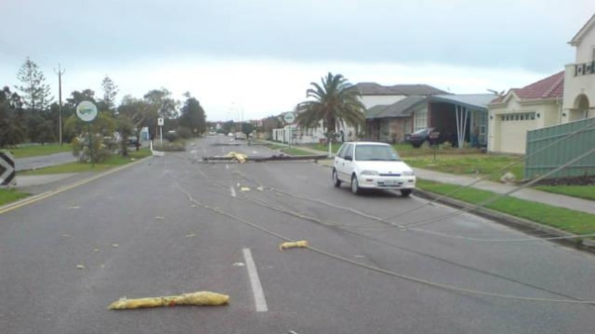 Stobie poles downed at West Beach