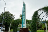 A tall vertical sign reading Bayside Council