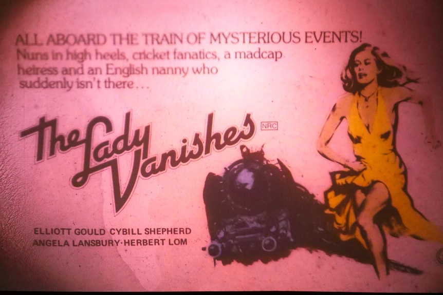 An old movie slide with the words 'the lady vanishes'.
