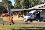 SES and police at Samford Valley showgrounds, north-west of Brisbane