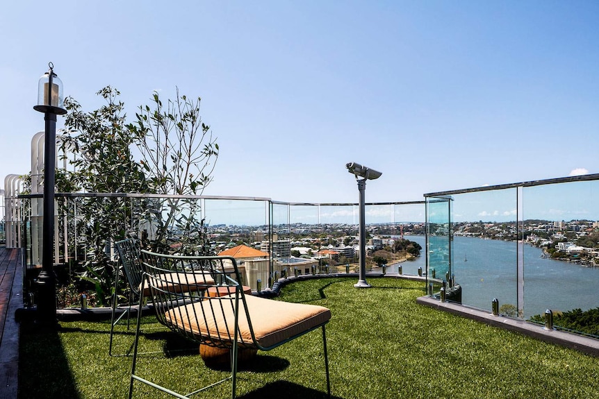 The view from the rooftop garden of the Valencia Residences at Kangaroo Point.