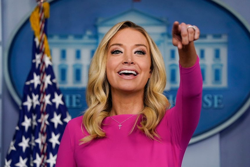 White House press secretary Kayleigh McEnany speaks during a briefing at the White House in Washington