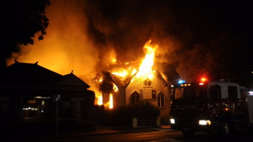 A fire at a church and hall in Geelong West