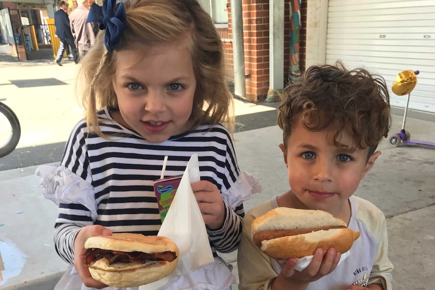 Kids enjoy 'democracy sausages'