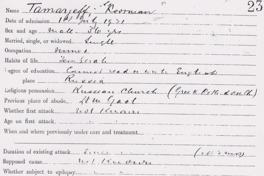 Koorman Tomayeff's medical certificate.