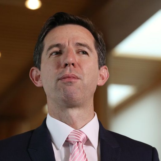 Simon Birmingham at a press conference