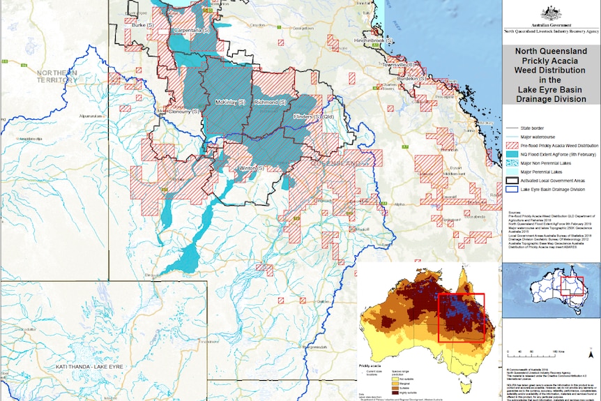 Map showing Prickly Acacia distribution in North Queensland