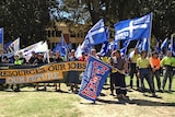 Workers rally outside Hale House in Perth