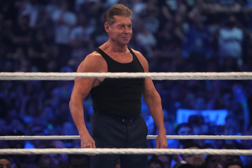 Vince McMahon in the WWe ring.