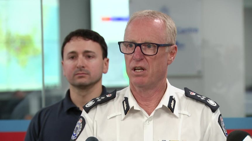 Emergency Management Commissioner Rick Nugent at a press conference.