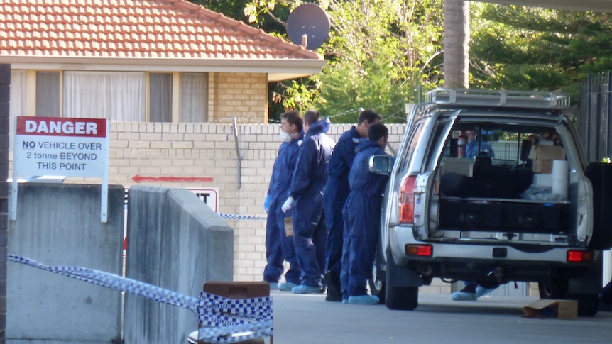 Forensic Police at the underground car park at a Rivervale hotel where a body believed to be that of missing man Mite Naumovski has been found