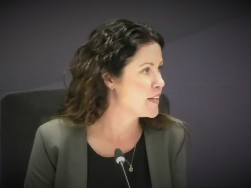 Kerri Collins giving evidence at Tasmanian Commission of Inquiry