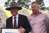 Nationals Party leader Barnaby Joyce and Queensland Farmers Federation President Stuart Armitage near Dalby in the Queensland electorate of Maranoa
