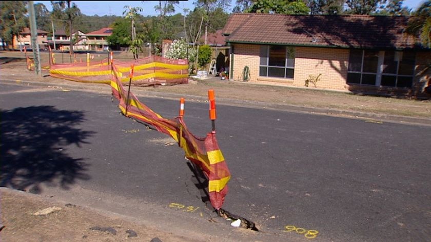 At least 40 homes were affected by land subsidence in the Ipswich suburb in April this year.