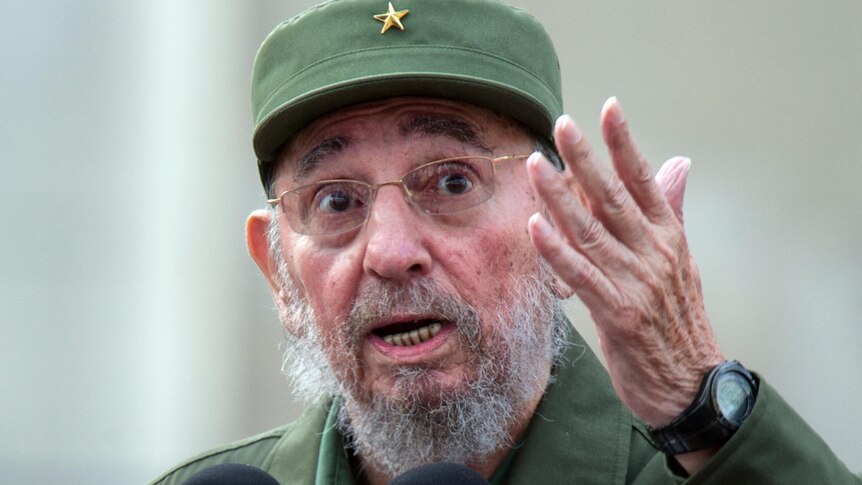 Fidel Castro delivers a speech.