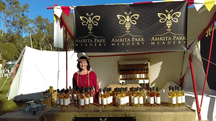 Nicola Cleaver behind their stall at the Abbey Medieval festival.