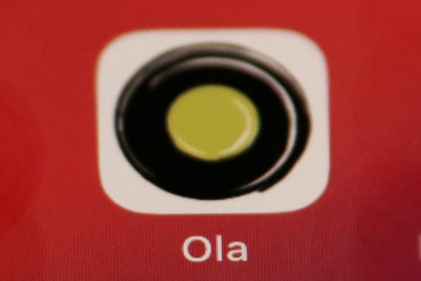 Ola rideshare application on a mobile phone.