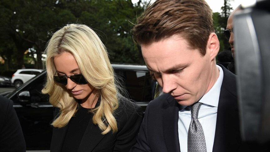 Oliver Curtis and Roxy Jacenko arrive at the NSW Supreme Court in Sydney