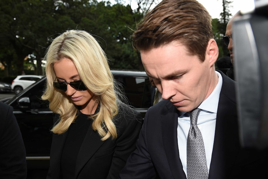 Oliver Curtis and Roxy Jacenko arrive at the NSW Supreme Court in Sydney