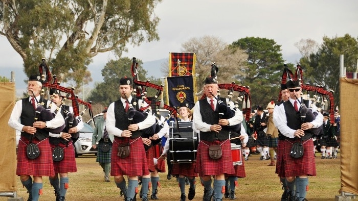 Pipe band at the Aberdeen Highland Games.