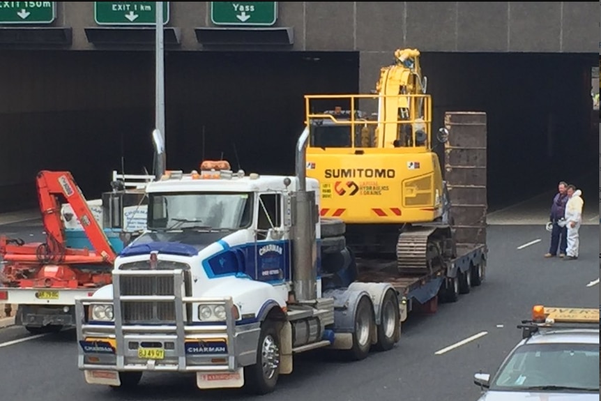 Truck involved in the Acton tunnel crash is removed, 22 October 2015