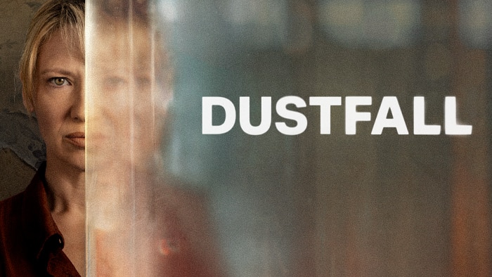  Anna Torv peers through a translucent, dusty curtain