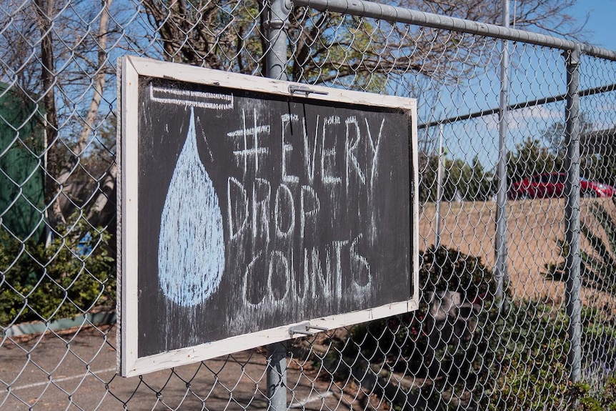 chalkboard with every drop counts written on it