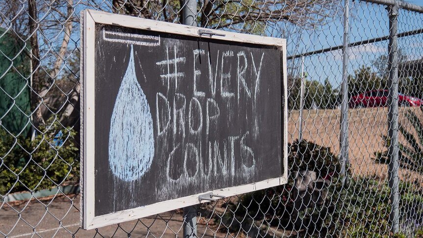 chalkboard with every drop counts written on it