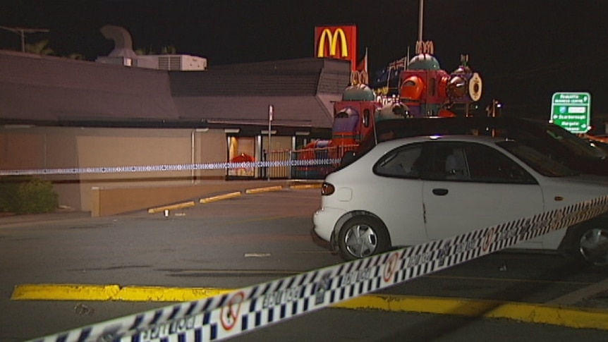 The alleged kicking attack occurred outside a McDonald's in Redcliffe.